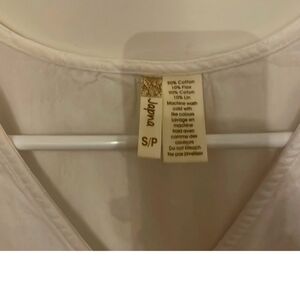 V-neck Cotton & Flax Puff sleeves Dress